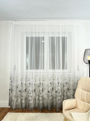 Perdea din Voal cu imprimeuri florale cu maci Perdele de Poveste