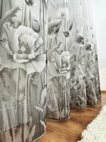 Perdea din Voal cu imprimeuri florale cu maci Perdele de Poveste