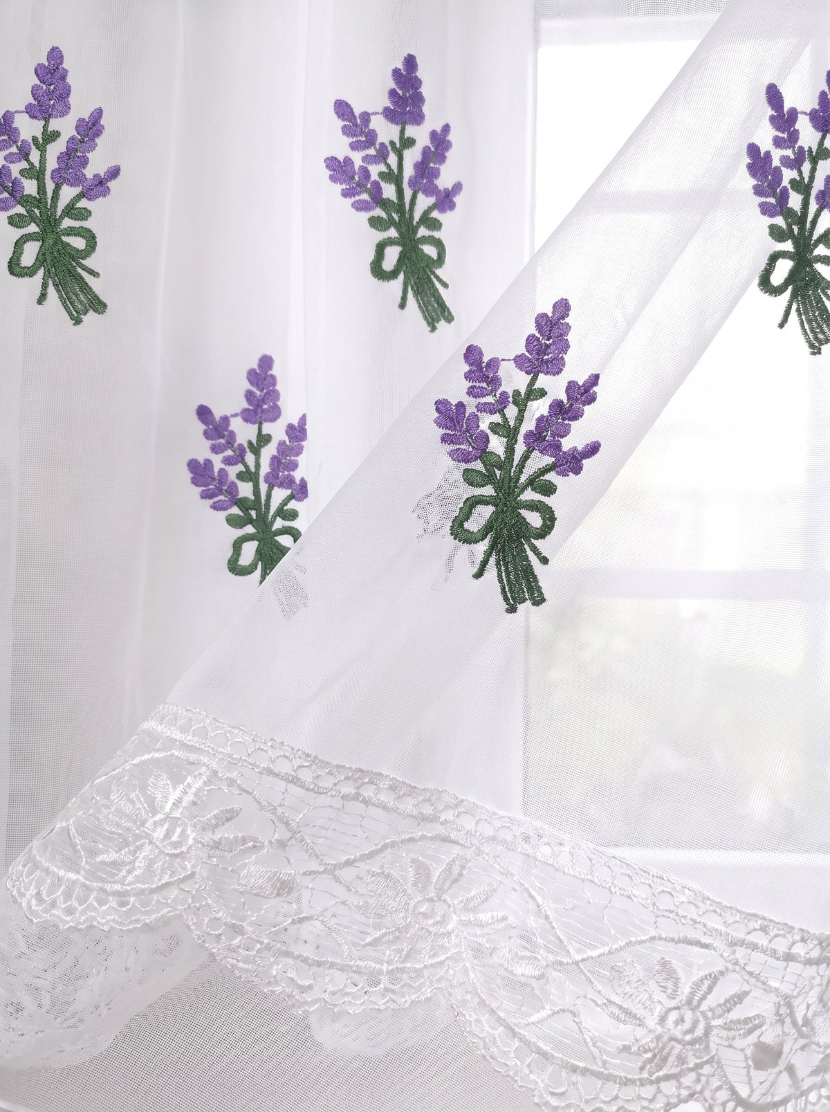 Perdea de Bucatarie cu buchete de lavanda Perdele de Poveste