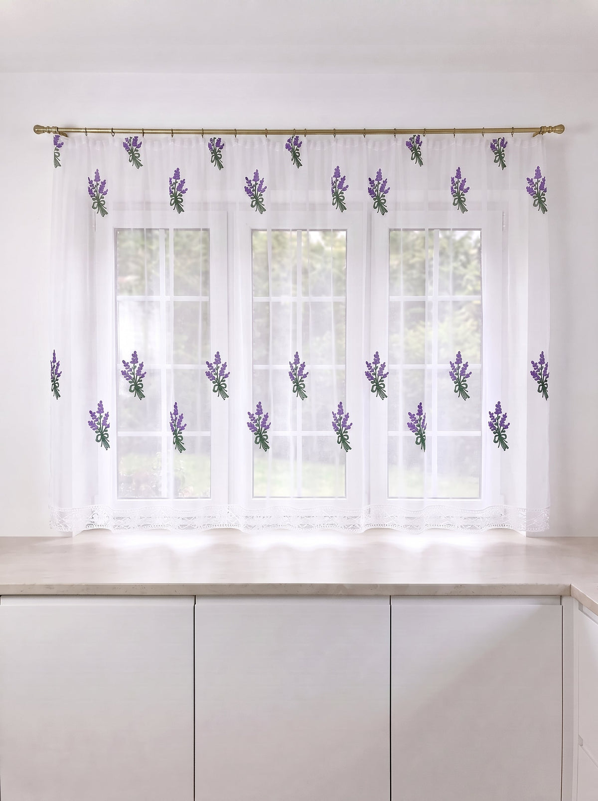 Perdea de Bucatarie cu buchete de lavanda Perdele de Poveste