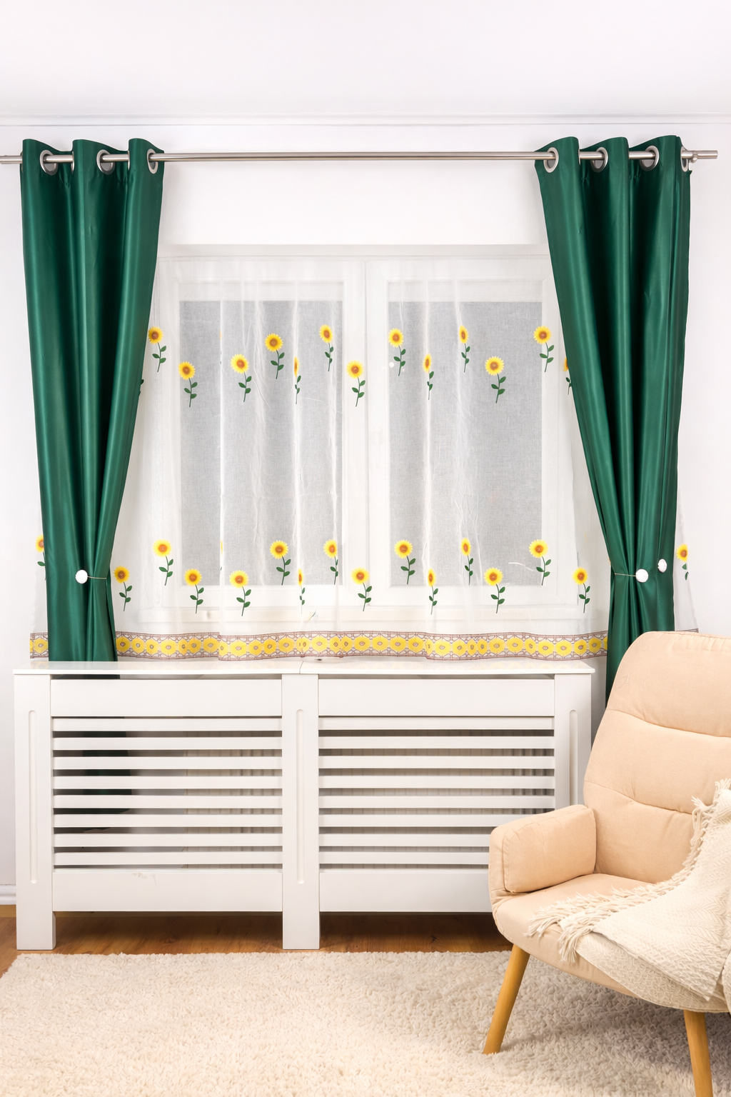 Perdea de Bucatarie cu flori de camp