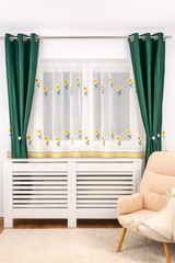 Perdea de Bucatarie cu flori de camp