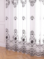 Perdea In Natur – broderie neagră florală Perdele de Poveste
