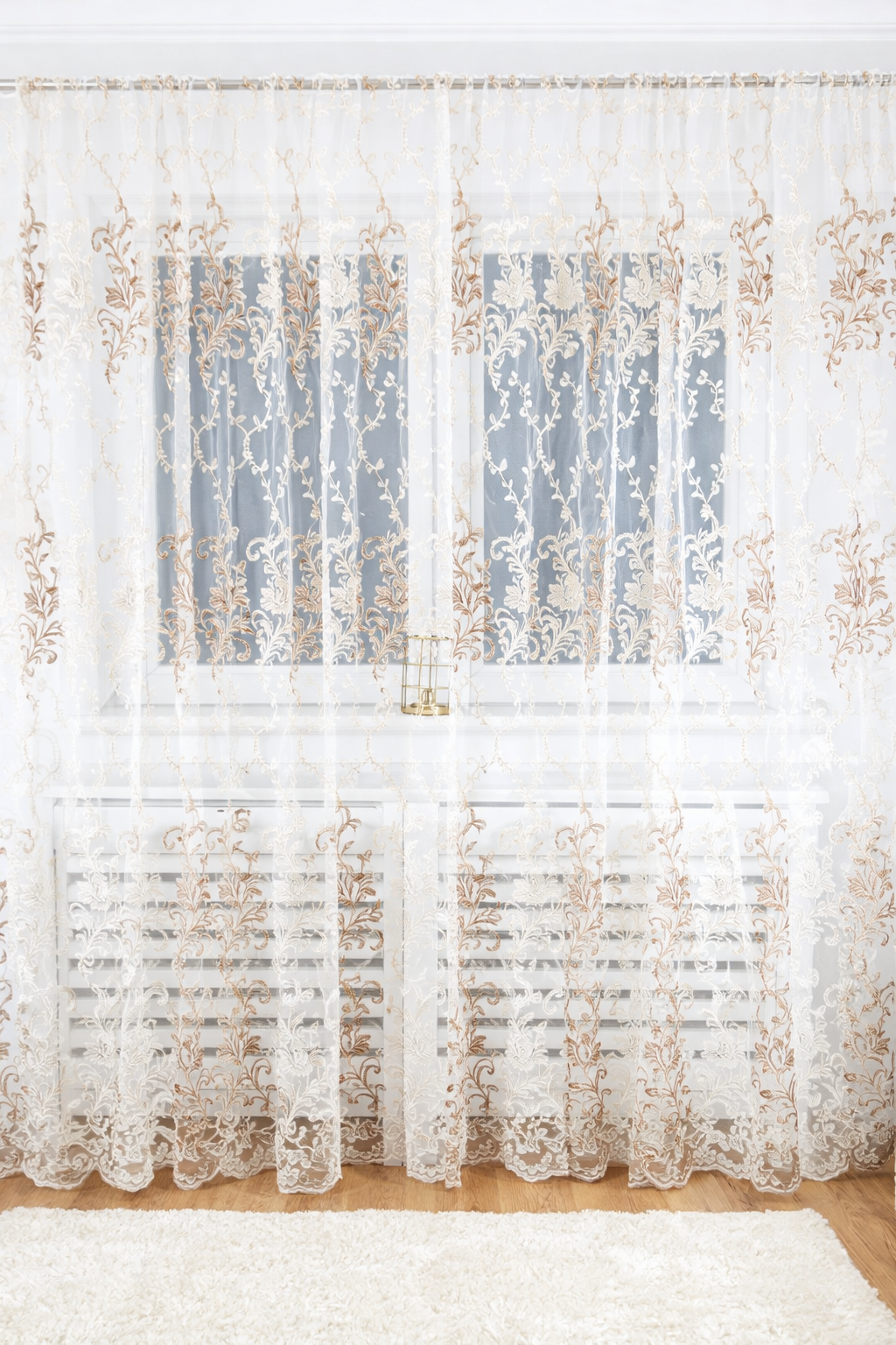 Perdea Brodată cu model maro cod 2070 Perdele de Poveste