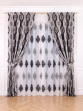 Set · Perdea albă Baroc tip in cu broderie neagră + Draperie Blackout Royal clepsidra gri negru Perdele de Poveste