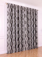 Set · Perdea albă Baroc tip in cu broderie neagră + Draperie Blackout Royal clepsidra gri negru Perdele de Poveste