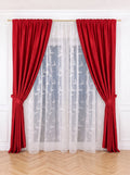 Set · Perdea alba tip in cod 2090 + Draperie Soft Roșu Perdele de Poveste