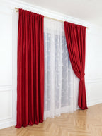 Set · Perdea alba tip in cod 2090 + Draperie Soft Roșu Perdele de Poveste