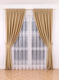 Set · Perdea Brodată albă + Draperie Blackout Bej Auriu Perdele de Poveste