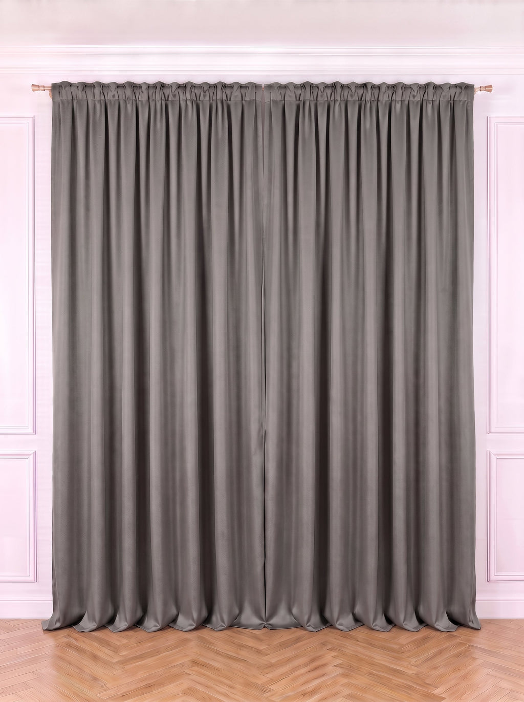 Set · Perdea Camelia · broderie florală gri + Draperie Blackout Gri Perdele de Poveste
