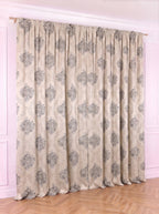Set · Perdea Camelia · broderie florală maro + Draperie Blackout model Baroc gri Perdele de Poveste