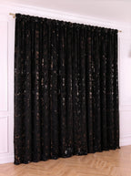 Set · Perdea de Matase cu insertii + Draperie Catifea Insertii Negru Perdele de Poveste
