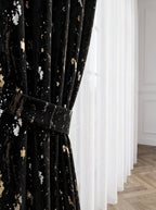 Set · Perdea de Matase cu insertii + Draperie Catifea Insertii Negru Perdele de Poveste
