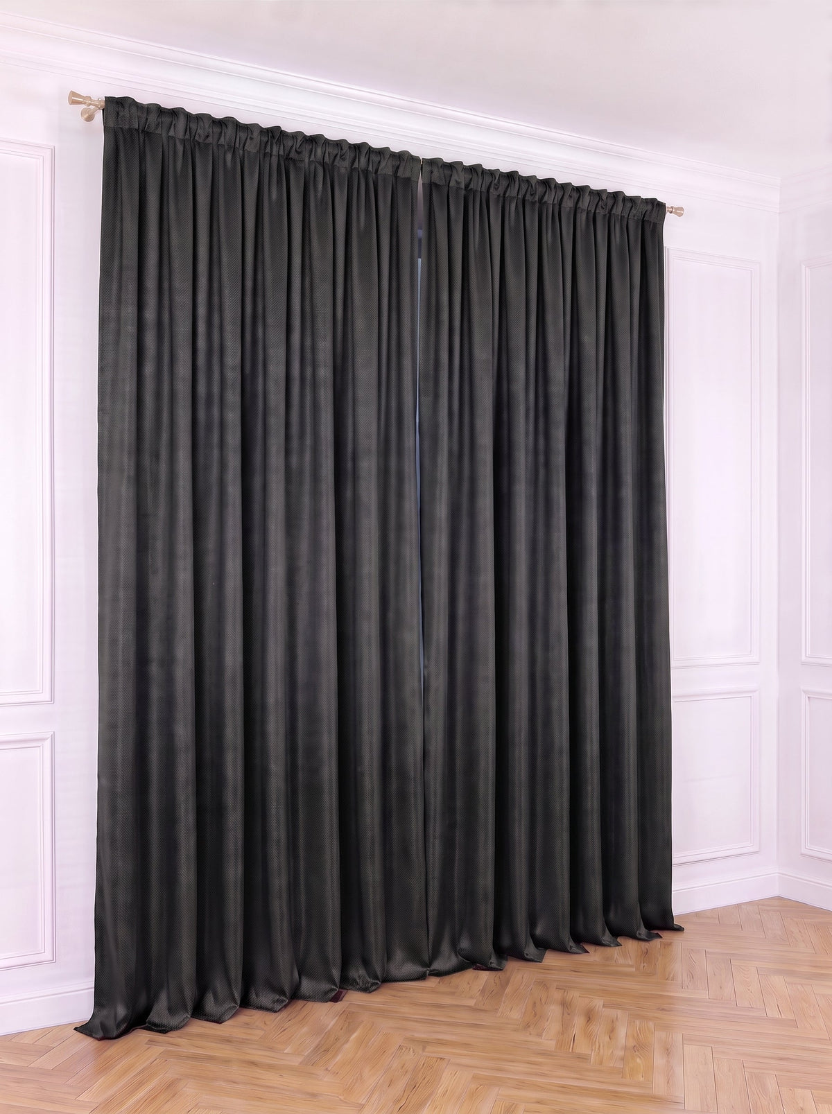 Set · Perdea din in cu broderie + Draperie Blackout Gri Antracit Perdele de Poveste