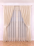 Set · Perdea Florentina · bordură florală brodată + Draperie Soft Crem Perdele de Poveste
