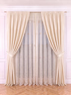 Set · Perdea Florentina · bordură florală brodată + Draperie Soft Crem Perdele de Poveste