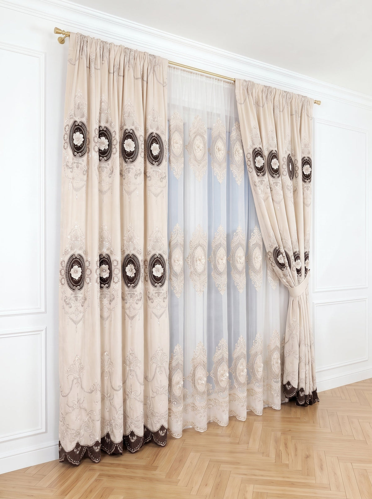 Set · Perdea Imperial crem + Draperie Catifea Premium Imperial crem Perdele de Poveste