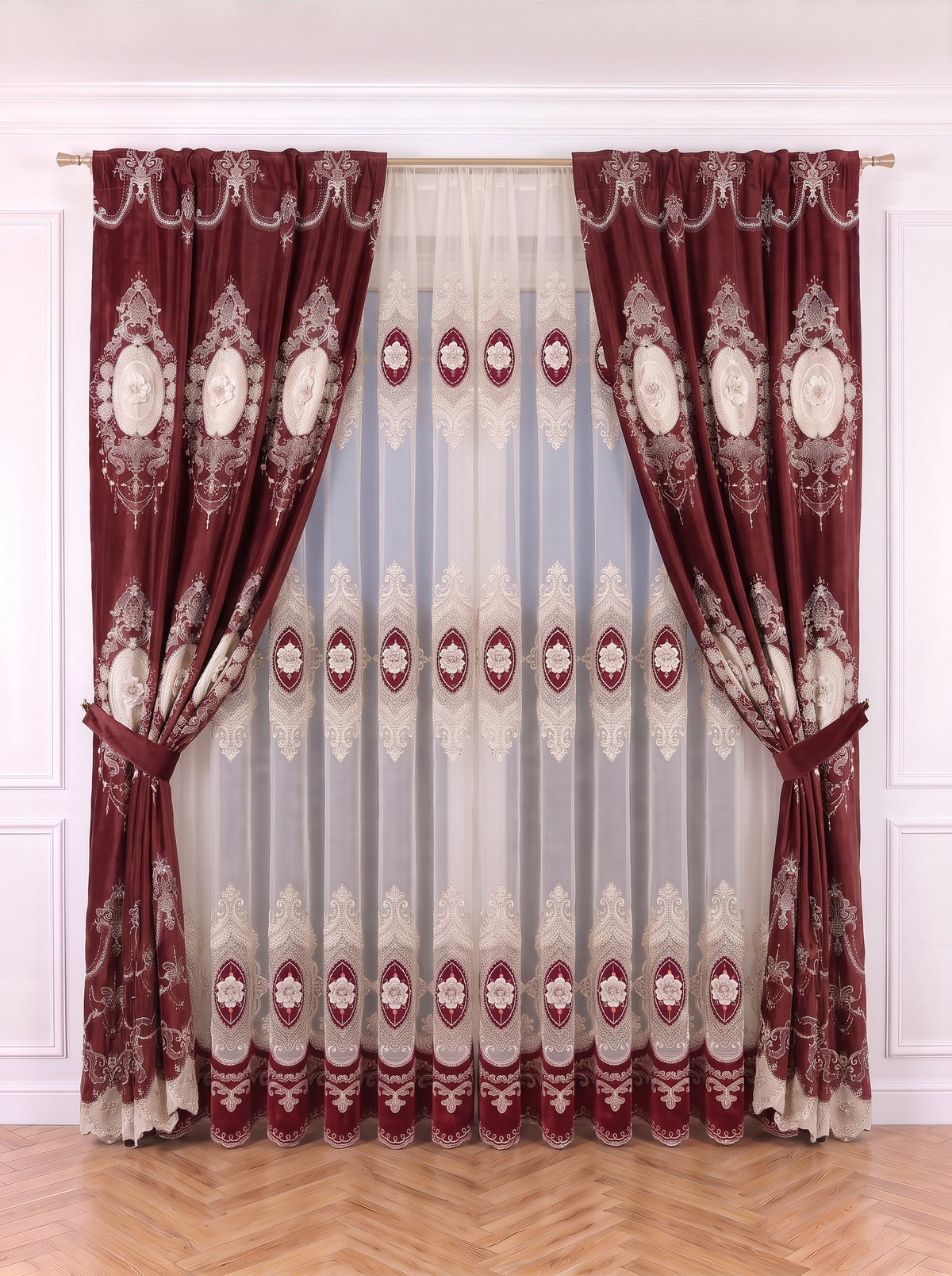 Set · Perdea Imperial roșu + Draperie Catifea Premium Imperial roșu Perdele de Poveste