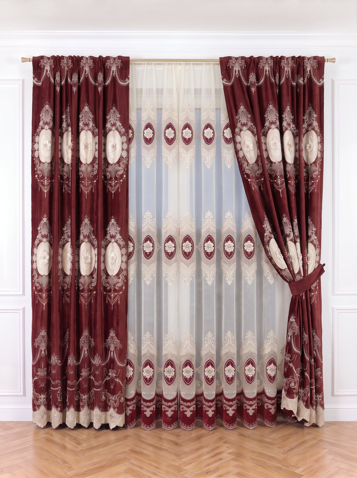 Set · Perdea Imperial roșu + Draperie Catifea Premium Imperial roșu Perdele de Poveste