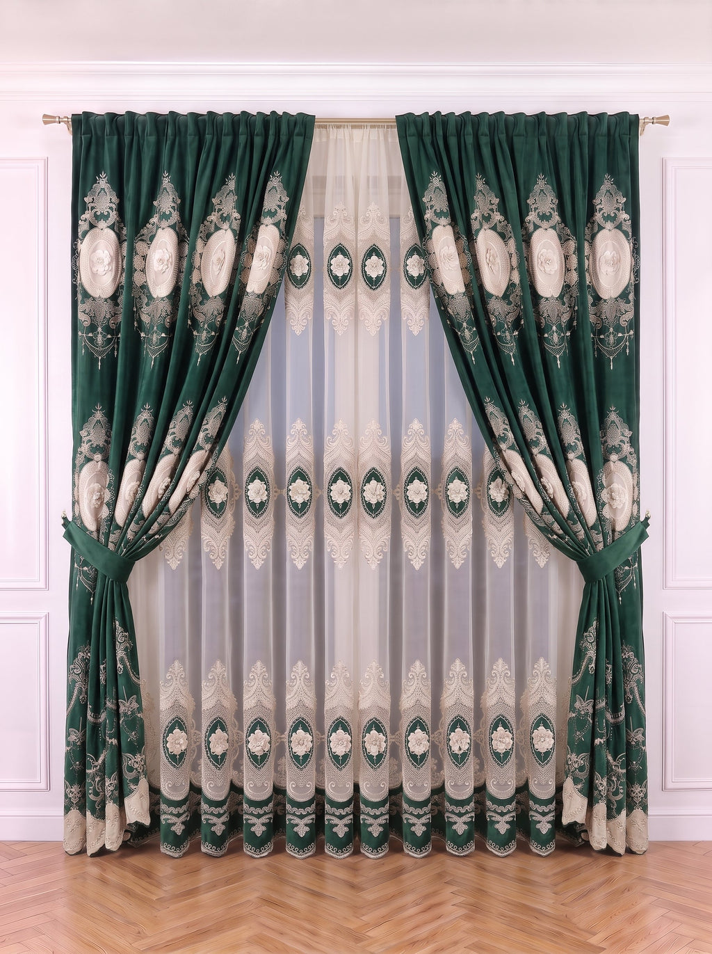 Set · Perdea Imperial verde + Draperie Catifea Premium Imperial verde Perdele de Poveste