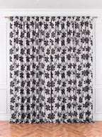 Set · Perdea In Natur – broderie neagră florală + Draperie Blackout gri argintiu cu flori negre Perdele de Poveste