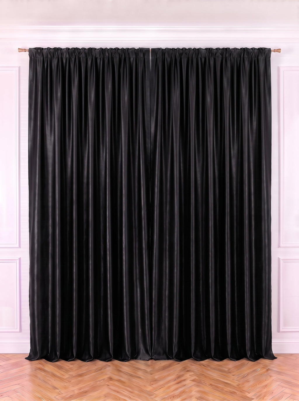 Set · Perdea In Natur – broderie neagră florală + Draperie Soft Negru Perdele de Poveste