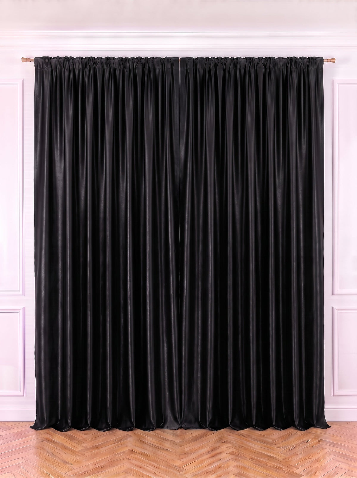 Set · Perdea In Natur – broderie neagră florală + Draperie Soft Negru Perdele de Poveste