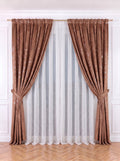 Set · Perdea Ploiță albă + Draperie Catifea Insertii Cupru Perdele de Poveste