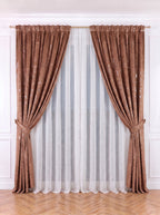 Set · Perdea Ploiță albă + Draperie Catifea Insertii Cupru Perdele de Poveste