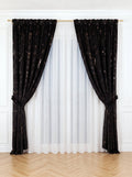 Set · Perdea Ploiță albă + Draperie Catifea Insertii Negru Perdele de Poveste