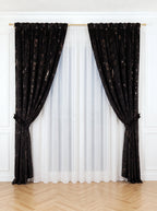 Set · Perdea Ploiță albă + Draperie Catifea Insertii Negru Perdele de Poveste