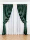 Set · Perdea Ploiță albă + Draperie Catifea Insertii Verde Perdele de Poveste