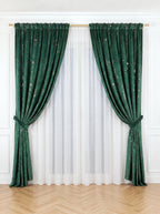 Set · Perdea Ploiță albă + Draperie Catifea Insertii Verde Perdele de Poveste