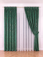 Set · Perdea Ploiță albă + Draperie Catifea Insertii Verde Perdele de Poveste