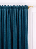 Set · Perdea Ploiță albă + Draperie Catifea Premium Albastru Păun Perdele de Poveste