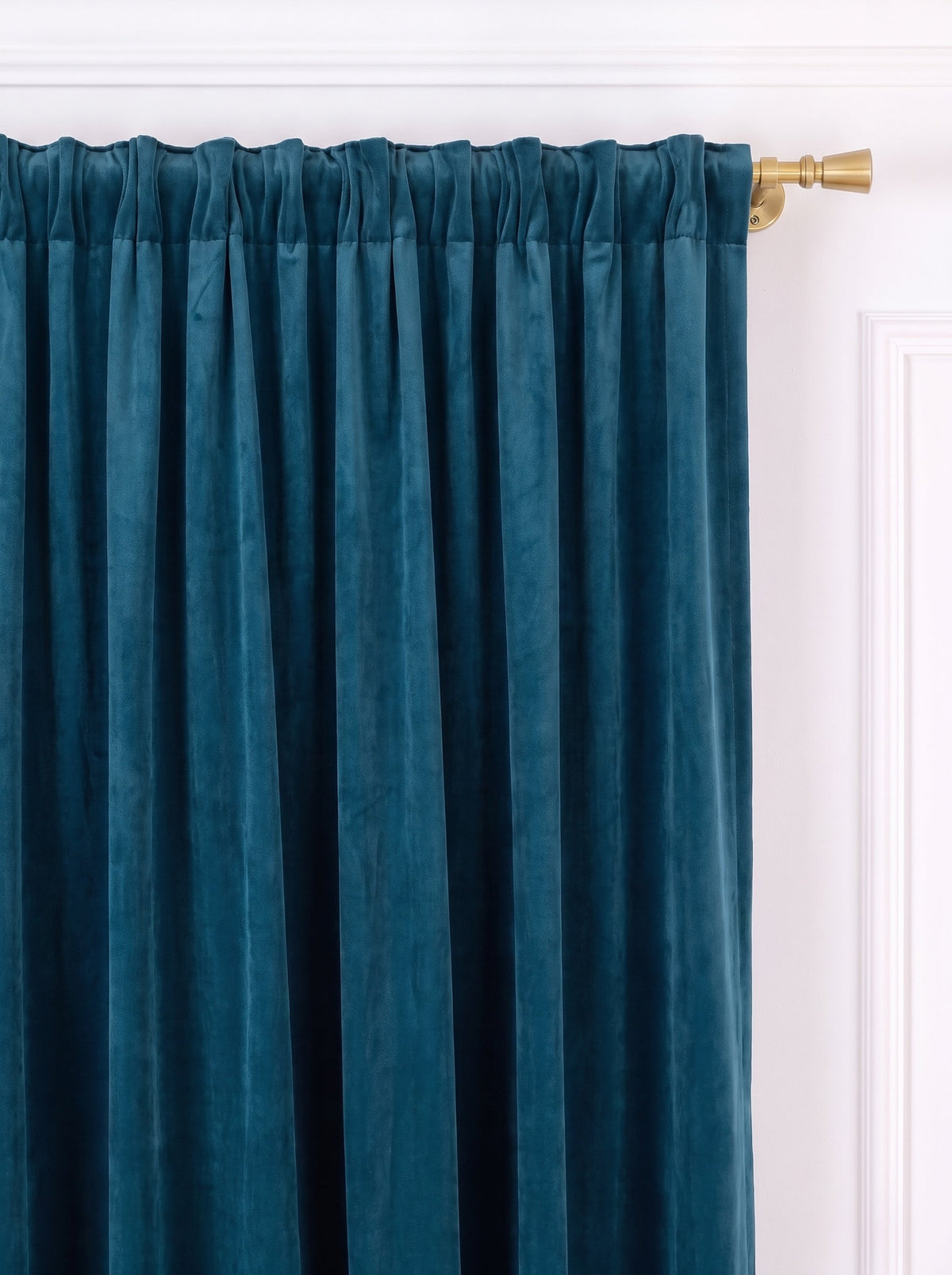 Set · Perdea Ploiță albă + Draperie Catifea Premium Albastru Păun Perdele de Poveste