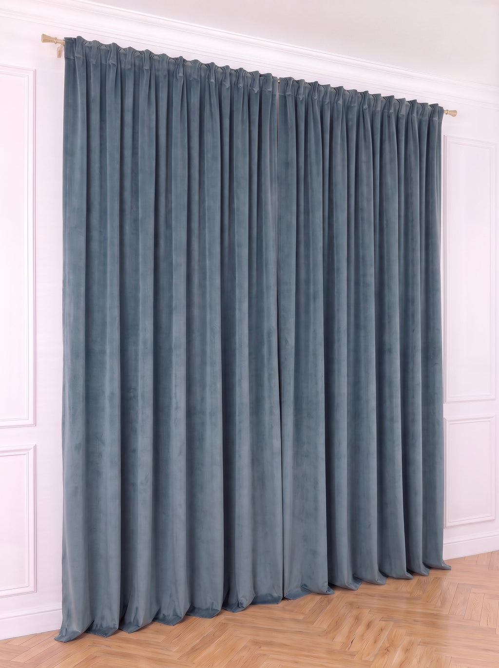 Set · Perdea Ploiță albă + Draperie Catifea Premium Bleu Petrol Perdele de Poveste