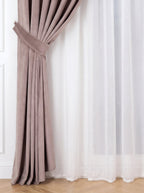 Set · Perdea Ploiță albă + Draperie Catifea Premium Mauve Perdele de Poveste