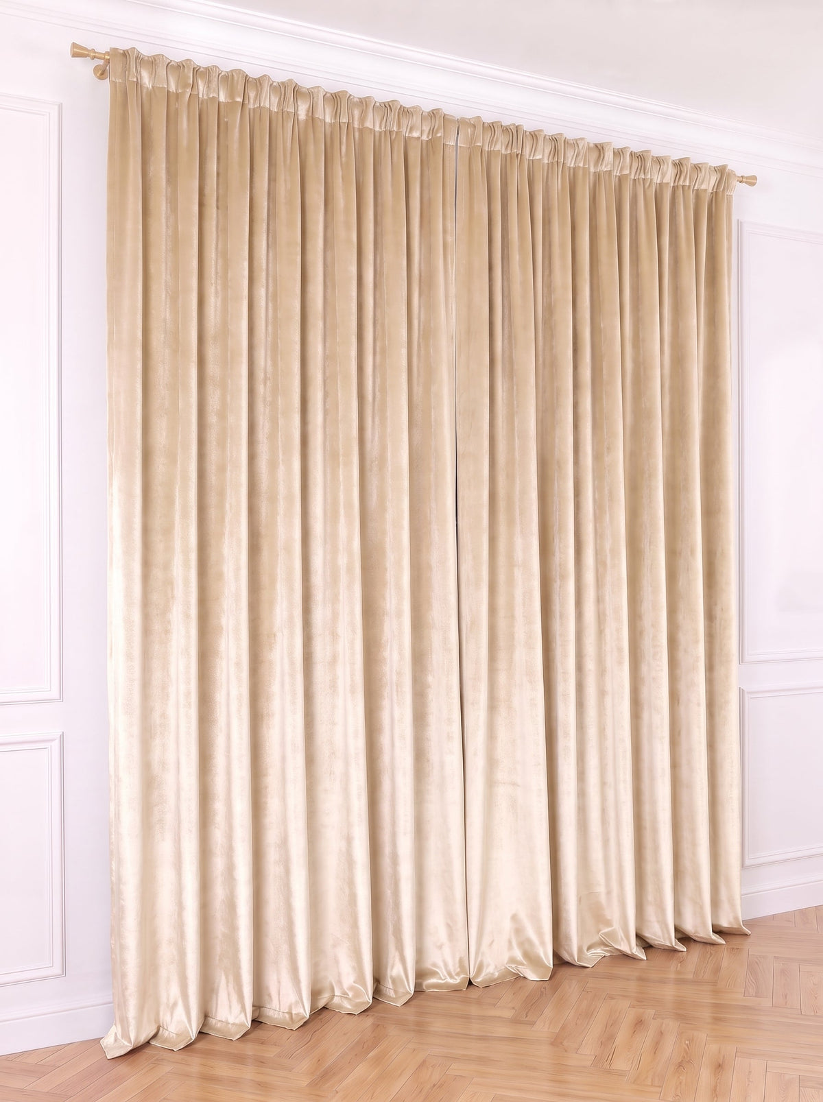 Set · Perdea Ploiță albă + Draperie Catifea Premium Șampanie Perdele de Poveste