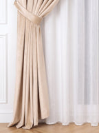 Set · Perdea Ploiță albă + Draperie Catifea Premium Șampanie Perdele de Poveste
