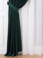 Set · Perdea Ploiță albă + Draperie Catifea Premium Verde Brad Perdele de Poveste