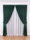 Set · Perdea tip in alb simplu cod 2082 + Draperie Blackout Verde Smarald Perdele de Poveste
