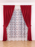 Set · Perdea tip in cu model bordo + Draperie Blackout Roșu Perdele de Poveste
