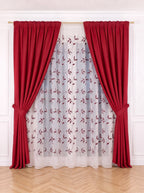 Set · Perdea tip in cu model bordo + Draperie Blackout Roșu Perdele de Poveste