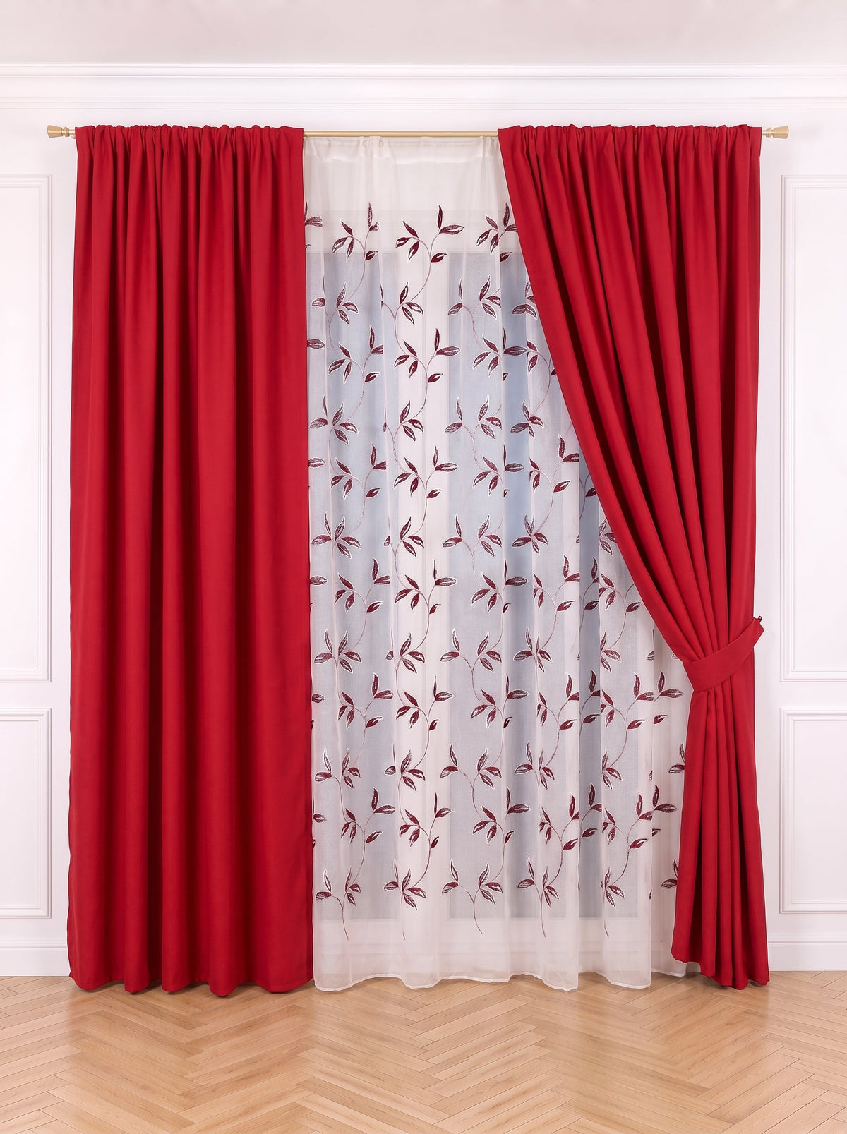 Set · Perdea tip in cu model bordo + Draperie Blackout Roșu Perdele de Poveste