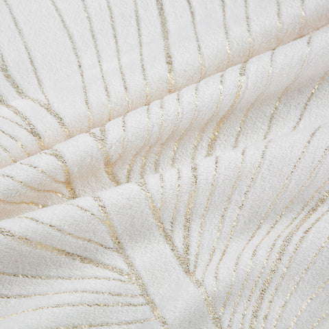 Pătură moale și delicată la atingere decorată cu un motiv de frunze mari de nufăr alb, auriu MAGIC OF WHITE-BLANCA 4-COLECȚIE LIMITATĂ Perdele de Poveste