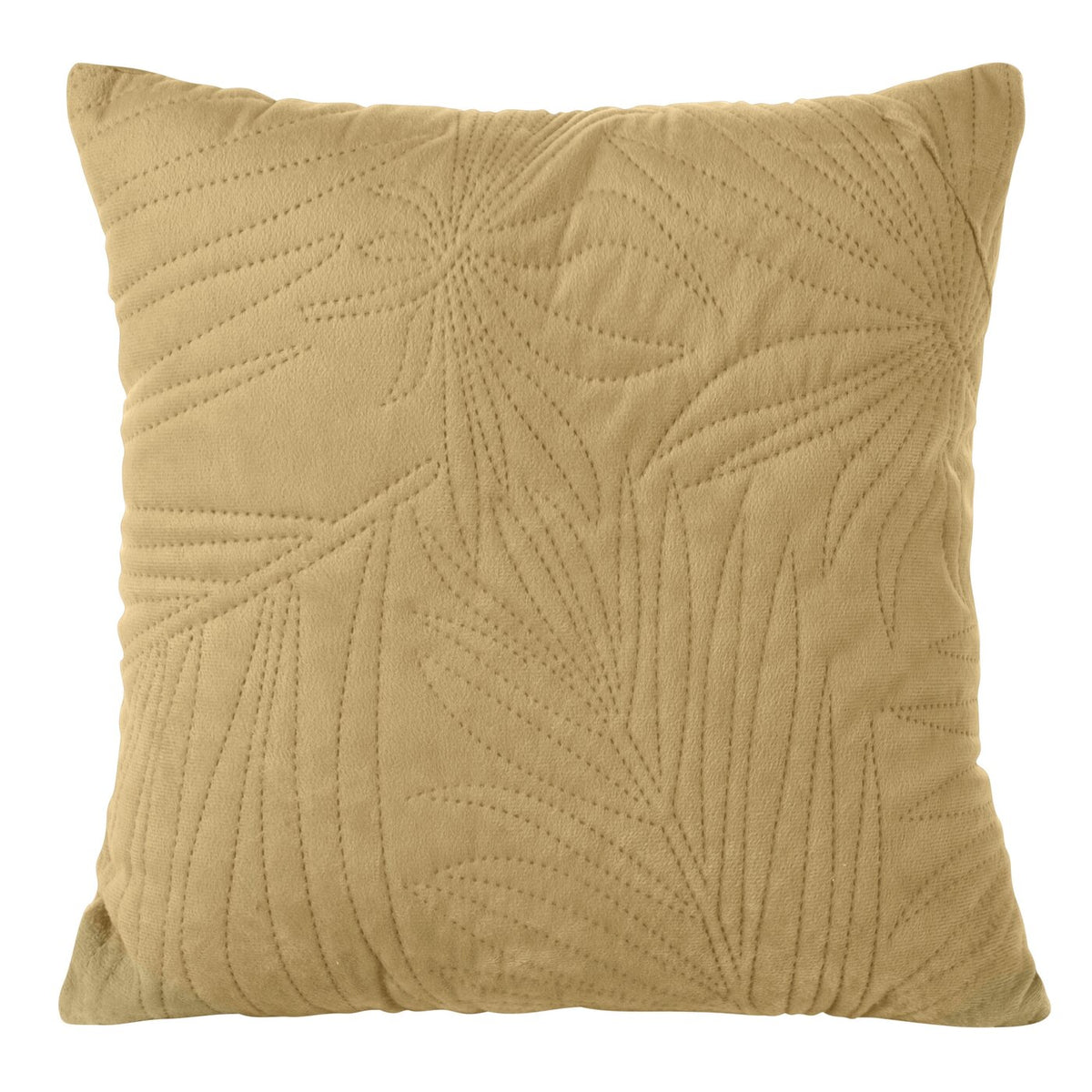 Față de Pernă din catifea LUIZ matlasată cu model de frunze de palmier bej Perdele de Poveste