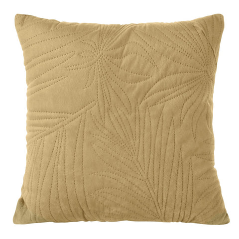 Față de Pernă din catifea LUIZ matlasată cu model de frunze de palmier bej Perdele de Poveste