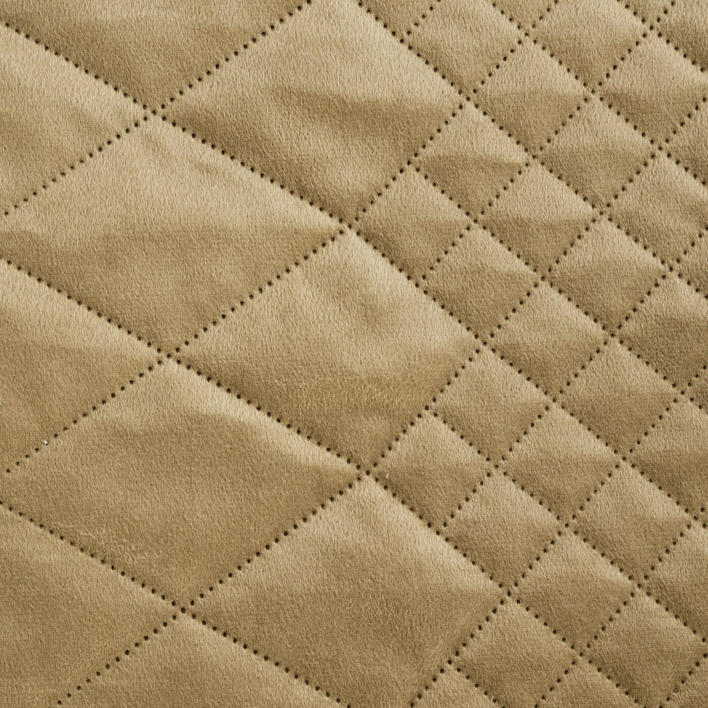 Cuvertură de pat din catifea, matlasată prin presare la cald în model geometric bej LUIZ 3 Perdele de Poveste