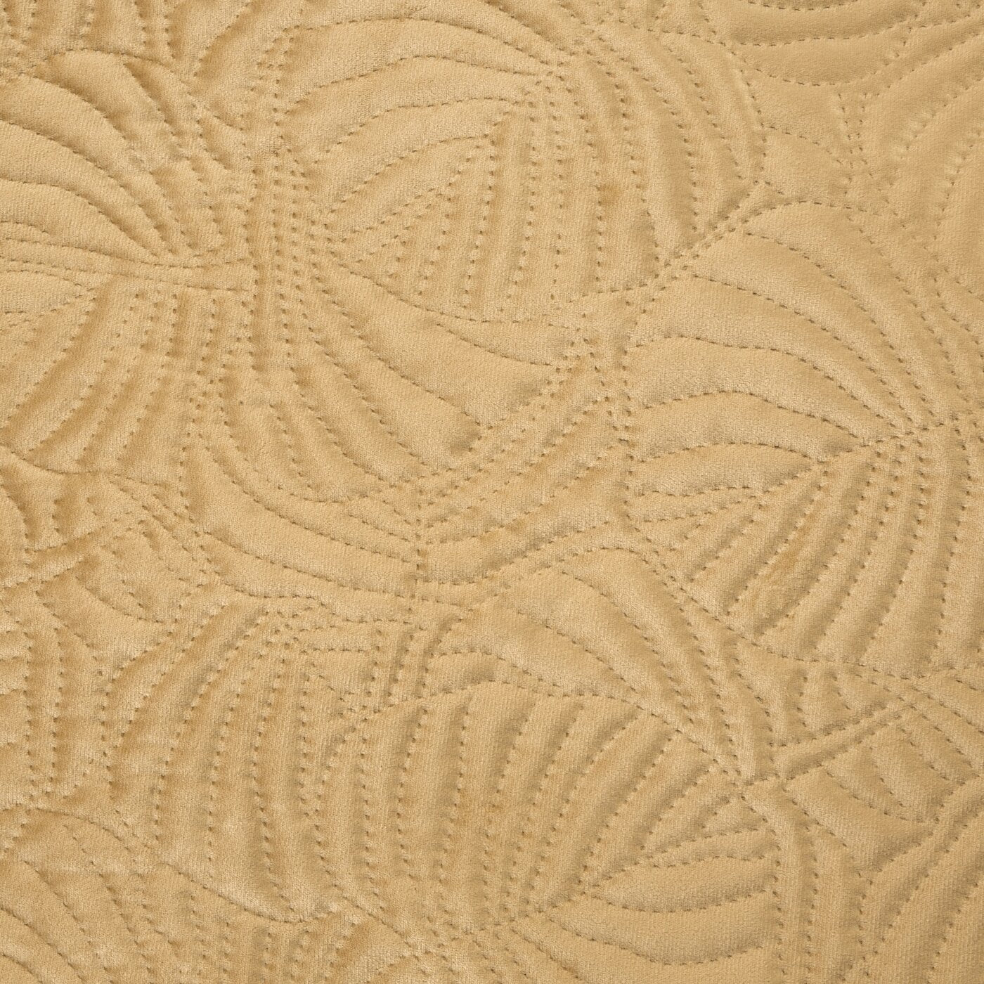 Cuvertură de Pat din catifea nobilă matlasată la cald cu un model botanic de frunze de nufăr bej Colecția Limitată LILI 4 Perdele de Poveste